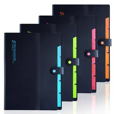 4 Pack Expanding File Folders with 6 Pockets A4 Letter Size Accordion File Fo...