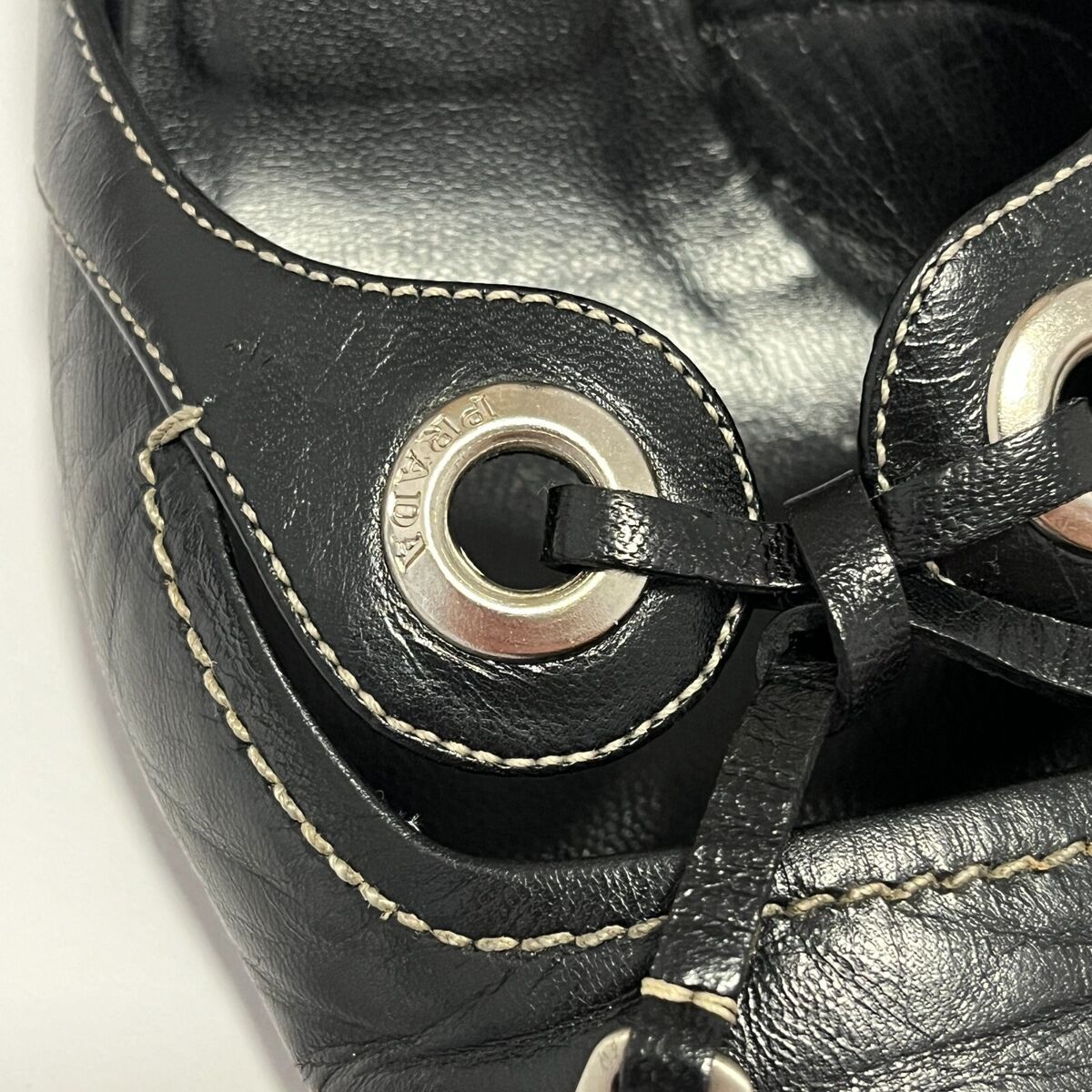 Vintage PRADA Square Toe Logo Pumps Kitten Heels Sandals 39 Vintage PRADA Square Toe Logo Pumps Kitten Heels Sandals 39