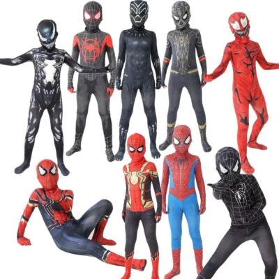 AU Kids Adult Spiderman Robe Cosplay Fancy Dress Party Jumpsuit Costume Bodysuit - Image 1 of 4