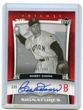 2005 U.D. TRILOGY #PA-BD BOBBY DOERR AUTOGRAPH #41/199 BOSTON RED SOX HOF 080220