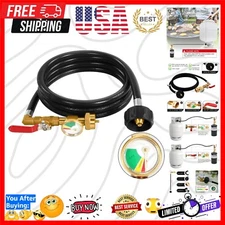 High-Pressure Propane Filler Adapter with Glow-in-the-Dark Gauge – 3 FT