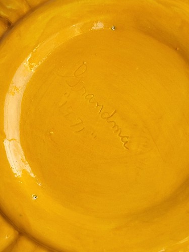 Vintage Halloween Ceramic Pumpkin JackOLantern Handpainted Hobby Grandma 71 Flaw - Picture 12 of 24