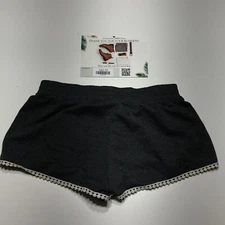 Trillium Shorts Womens Size M Juniors Gray Soft Knit Crochet Trim Pull On 