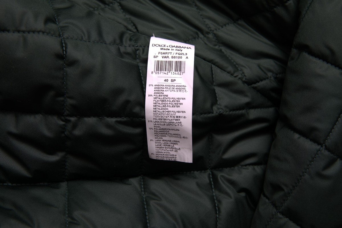 DOLCE & GABBANA Jacket Green Plaid Long Sleeve Casual Coat