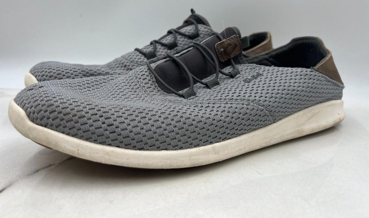 OluKai Shoes Mens Size 11 Gray Brown Leather Alapa Li Slip  display picture 1