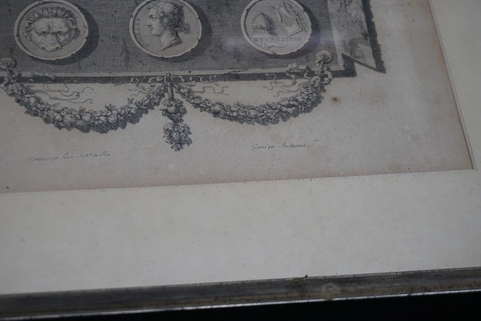 Antiker Kupferstich Composé par Paris Archiv au Roy Gravé par Bertheauld Münzen - Bild 4 von 4