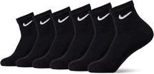 Nike Unisex Adult Everyday Cushioned Training Ankle Socks 6-Pack Black M