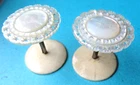 ANTIQUE  2 SEWING CARVED PRETTY PIERCED STARS TOP  THREAD SPOOLS,BOBBIN HOLDERS