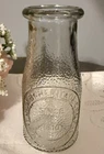 Vintage Heritage Dairy 8OZ Milk/Cream Glass Bottle Embossed Clear    5 1/2” EUC
