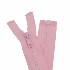 2 PCS 16-inch #5 Pink Separating Molded Plastic Jacket Zippers for Sewing