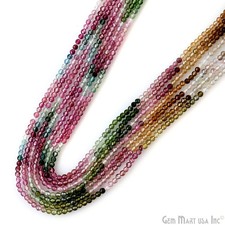 Multi Tourmaline Rondelle Beads, 100 Natural Strand, Faceted, 2-3mm, 12 Inch