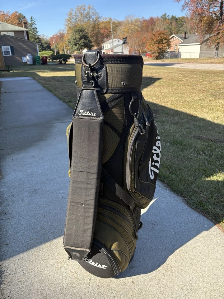 Vintage Titleist Golf 5 Way Cart Bag Black And Green - Image 2 of 3