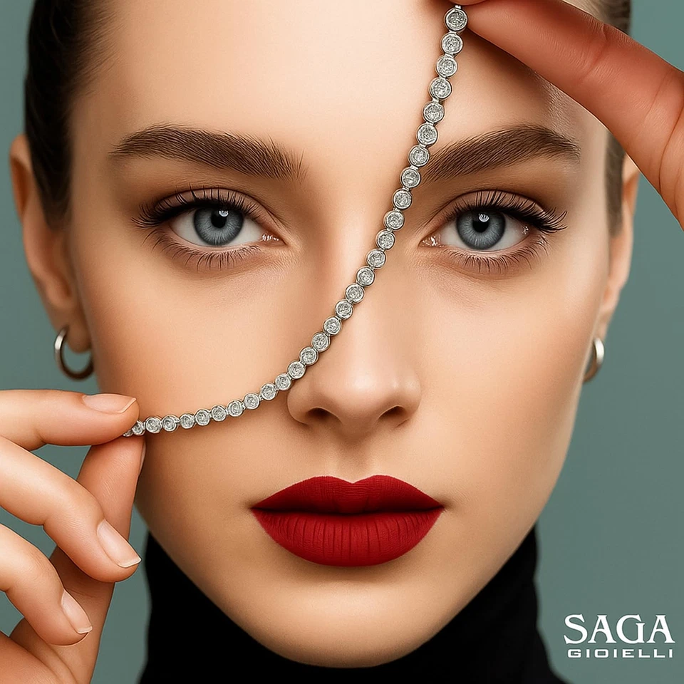 ® Bracciale Tennis Unisex in Acciaio Inossidabile, Lunghezza 16,5+3 Cm, Zirconi  - Immagine 3 di 4