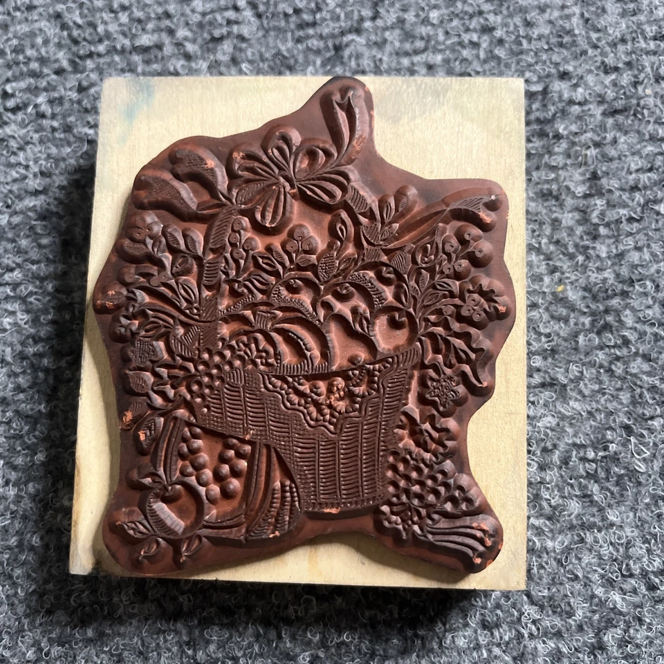 Delafield Rubber Stamp Large Fruit Basket Watermelon Apples Pear Pumpkin Spring Foto 2 de 2