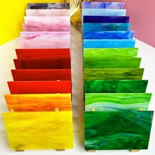 PALJOLLY 24 Sheets Stained Glass Sheet 4 x 6 inches, Opaque Mixed Colors