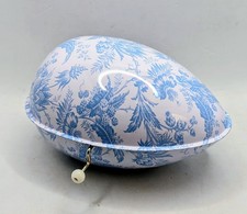 Vintage 50s Mattel Style Blue Pattern Musical Tin Wind-up Litho Egg