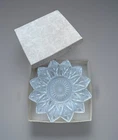 Set of 4 Vintage Federal Glass Clear Petal 12 POINT Dessert Plates 6.5"
