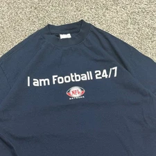 Y2K NFL Network I Am Football 24/7 T Shirt Mens M Navy Blue Vintage NFL 19x28