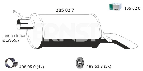 EndschalldäMpfer NachschalldäMpfer Ernst 305037 FüR WGR Ford Galaxy 1 16V-image