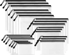 SUNEE Multisize Mesh Zipper Pouches (Black, 21 Packs), Multisize, Black 