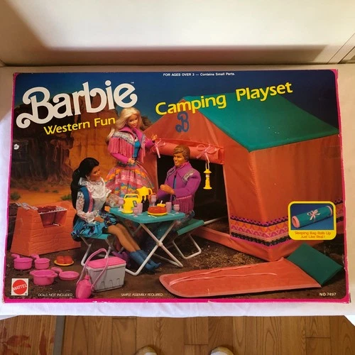 BARBIE Canping Playset Western Fun Mattel 1990 #7497 Vintage