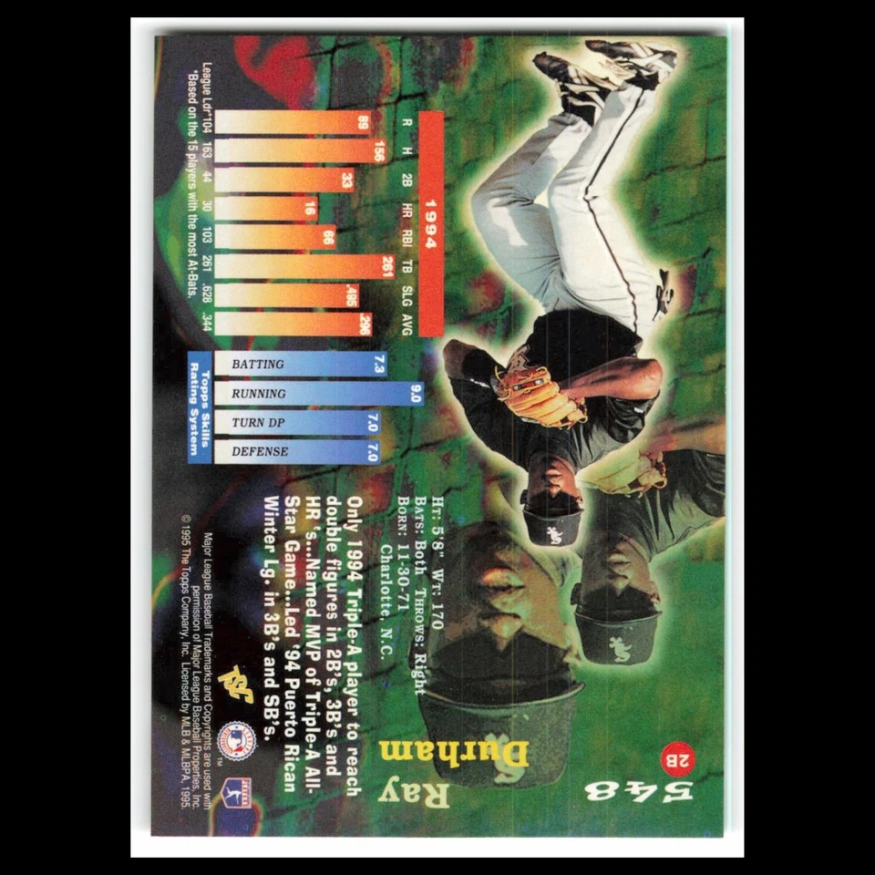 Tarjeta de béisbol Mike Lansing #548 1995 Topps Stadium Club Montreal Expos MLB casi nueva Foto 2 de 3