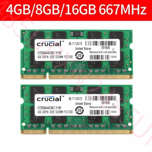 8GB 2x 4Go 2GB PC2-5300 DDR2 667MHz 200Pin SODIMM portable RAM pour Crucial FR