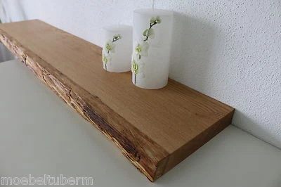 Wandboard Eiche Wild Massiv Holz Board Regal Steckboard Regalbrett Baumkante - Bild 1 von 4
