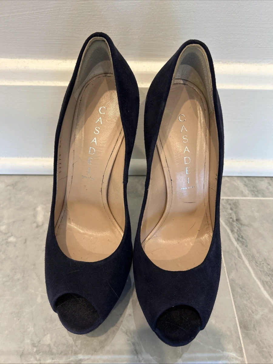 Casadei Peep Toe Heels for Women with Upper Leather for sale  Casadei Metallic Bronze Peep Toe TRIPLE ACTION PUMP SIZE 8 main image 1