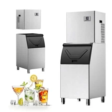 Commercial Ice Maker Machine 550lbs/24h 360LBS Storage Bin 210 Ice in 4-15Min