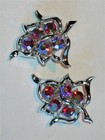 Vintage Demi Parure Pin Matching Earrings Set Red AB Rhinestones Grapes 1959 — photo 2