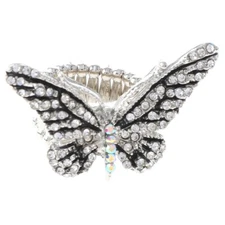 Silver Tone Stretch Butterfly Ring with Rhinestone R1032-SCLE