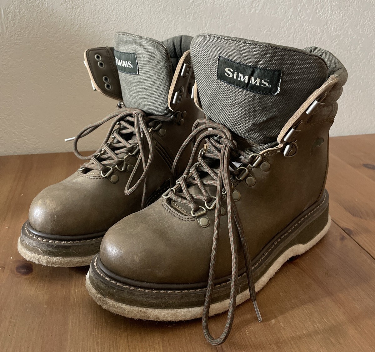 Simms Freestone Fly Fishing Wading Leather Boots Brown Green  display picture 3