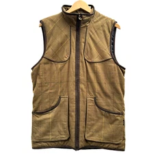 Joules Men's Medium Green/Brown Tweed Holden Lined Full Zip Vest EUC - $130 MSRP