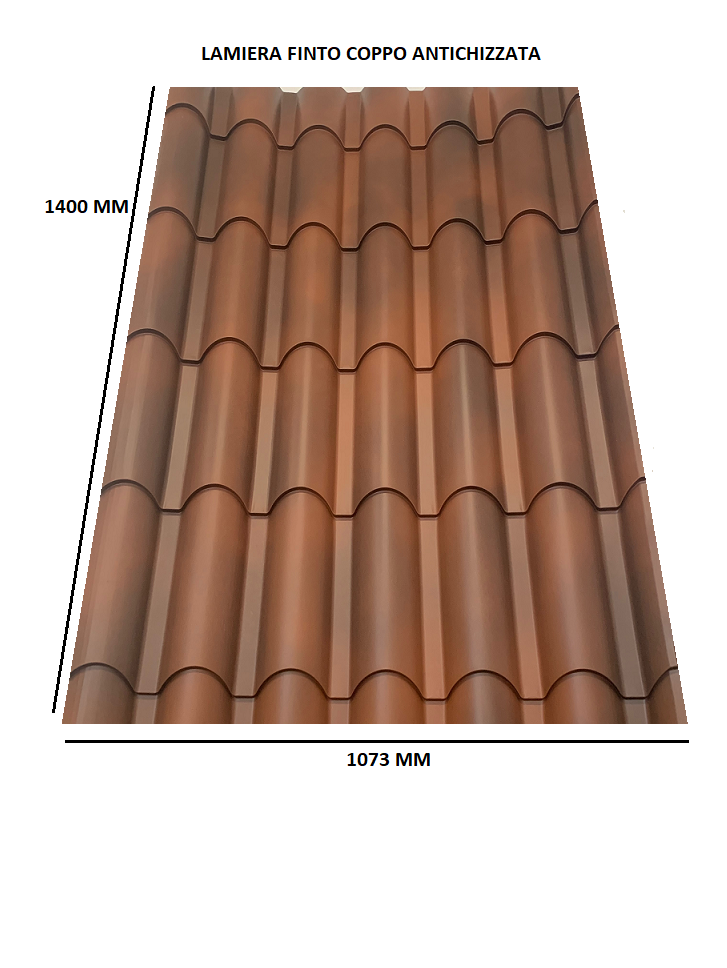 LAMIERA ONDULATA FINTO COPPO ANTICHIZZATO COPERTURA TETTO LUNGA 1,4 Mt Sp 0,5