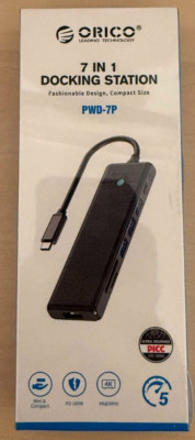 ORICO USB C Dockingstation, 7-in-1 USB C HUB mit USB 3.0 Anschluss, 5 Gbps USB-C Dat