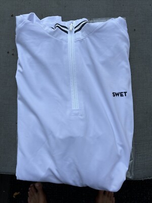 NWT Swet Tailor Stretch Quarter Zip Pullover In Snow White W/ Black Size XL