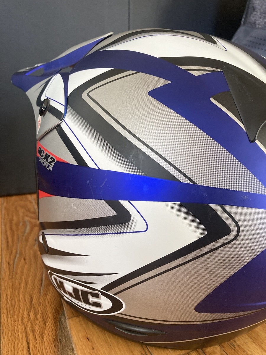 HJC　ac-x2  ゴーグル付き HJC Motocross helmet AC-X2 Silver And Blue With Visor Size