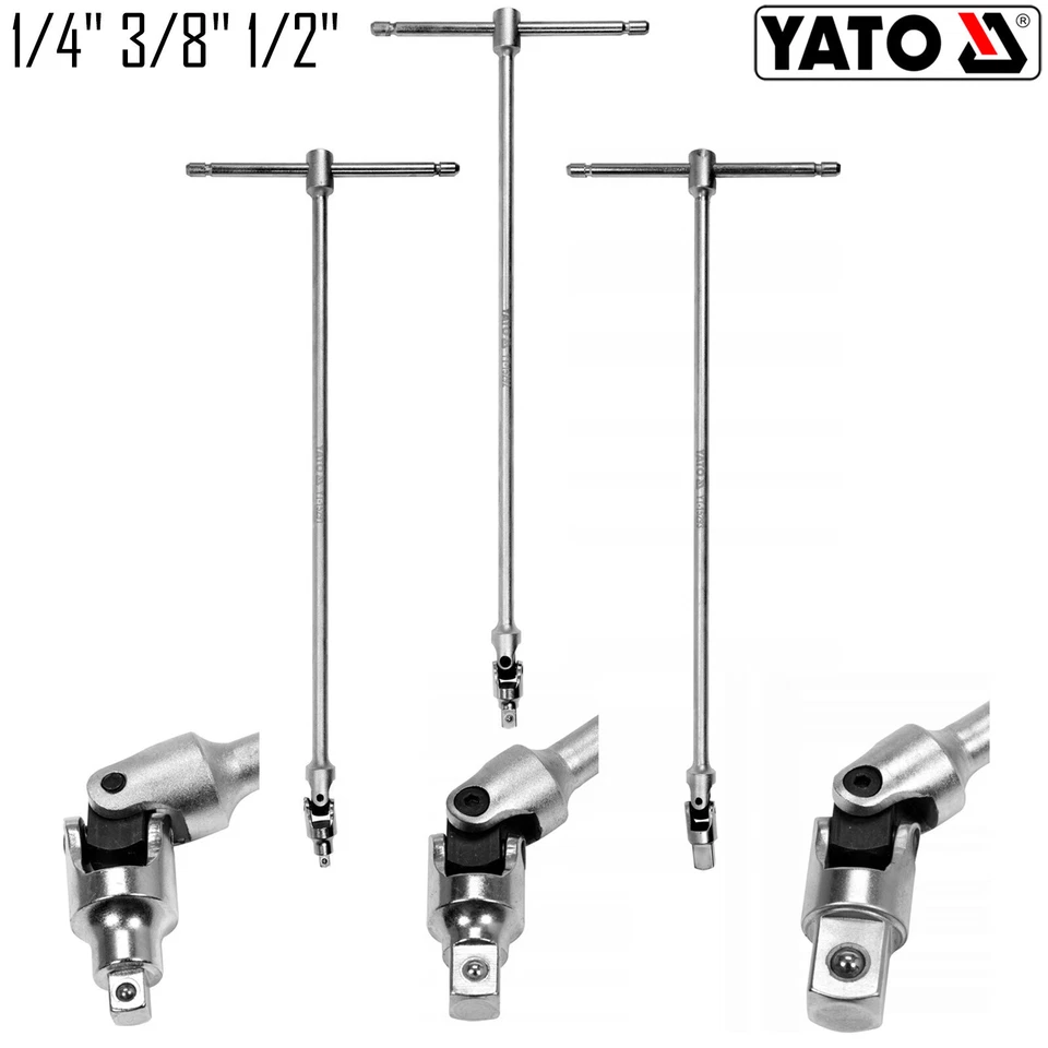 YATO Clé à douille avec T-Handle 450 mm 1/4" 3/8" 1/2" - Photo 1/1