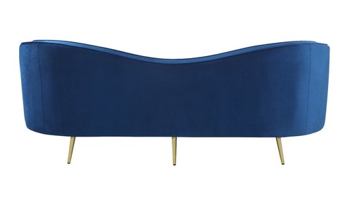 Coaster 506861-S2 Sophia 2pc Curved Sofa Set Couch Loveseat Gold Blue Velvet - Picture 4 of 10