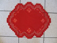 Hardanger: Tischdecke Hardanger Handarbeits Decke rot