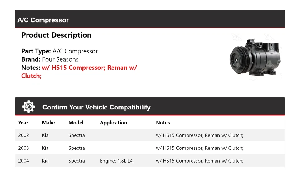 Compressor AC Kia Spectra 2002-2004 4 estações 2003 - Imagem 2 de 4