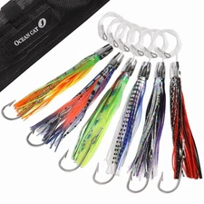8.5 INCH 6PCS  SET SALTWATER SOFT SKIRTS TROLLING LURES  OFFSHORE BAITS TACKLE