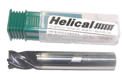 Helical 1/2''x5/8'' Vari. Pitch High Perf.Carbide End Mill w/CR-Stainless,Titanium