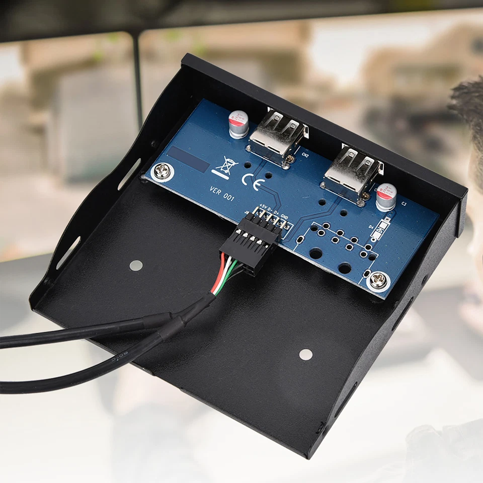 3.5in USB2.0 2 Port 9-pin Tinned Copper Wire Floppy Drive Front Panel Kit - Image 3 of 4