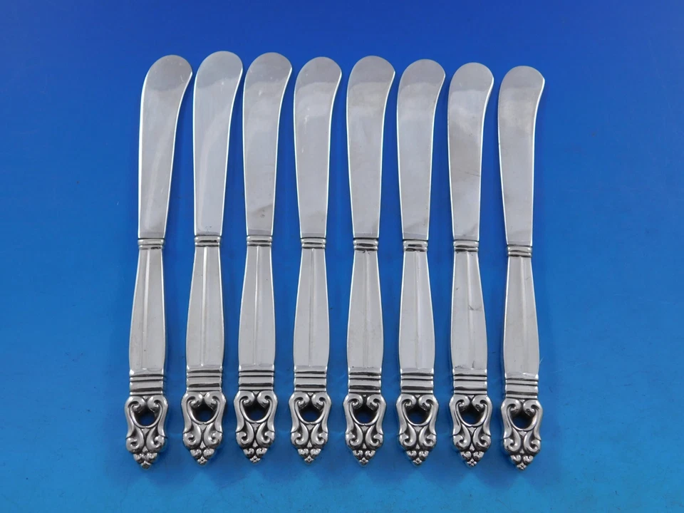 Juego de 12 esparcidores de mantequilla de plata esterlina Royal Danish by International HH AS Foto 2 de 4