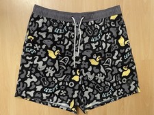 Neff XL Grey/Black Swim Shorts Trunks Mesh Lined Abstract Rubber Duck Camo
