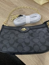 Coach schwarz Schultertasche Logo Canvas, Gol...
