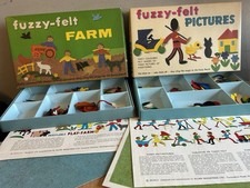 2 X Vintage Fuzzy Felt Sets - Farm And Pictures + Boards and Sheets
