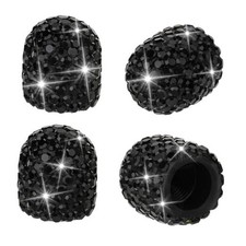 4Pcs Rhinestone Tire Valve Stem Caps Bling Diamond Stem Valve Caps Black